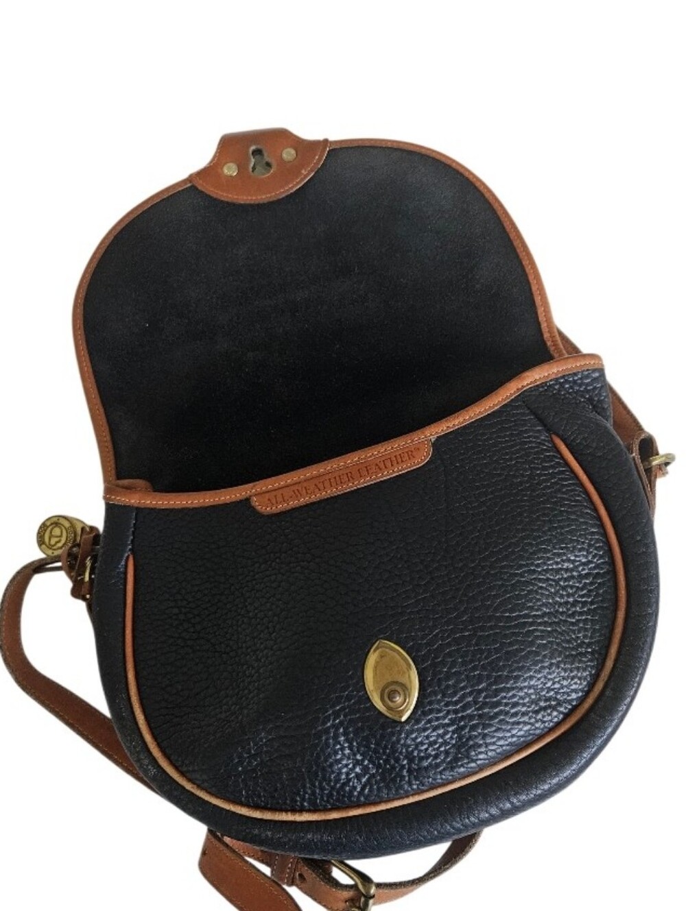 Dooney & Bourke Vintage Leather Crossbody Saddle Bag in Black and Brown - Picture 6 of 13